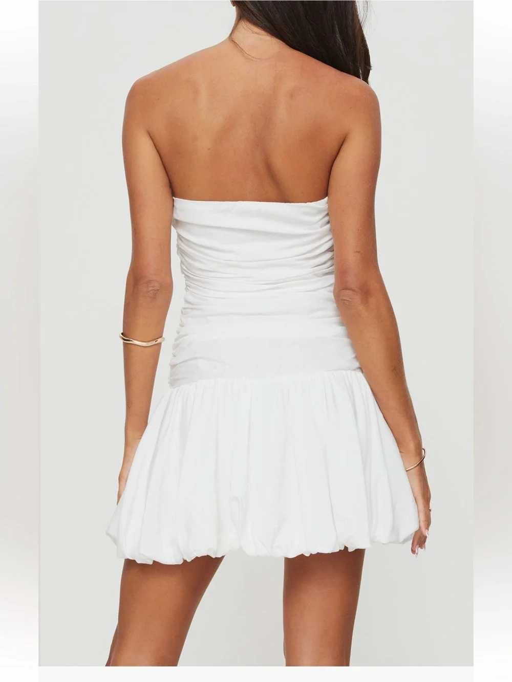 Princess Polly Glamour Girl Strapless Bubble Hem mini dress white size 6 NWT
